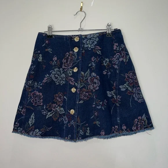 NWT Urban Outfitters Floral Denim Mini Skirt - Picture 3 of 7